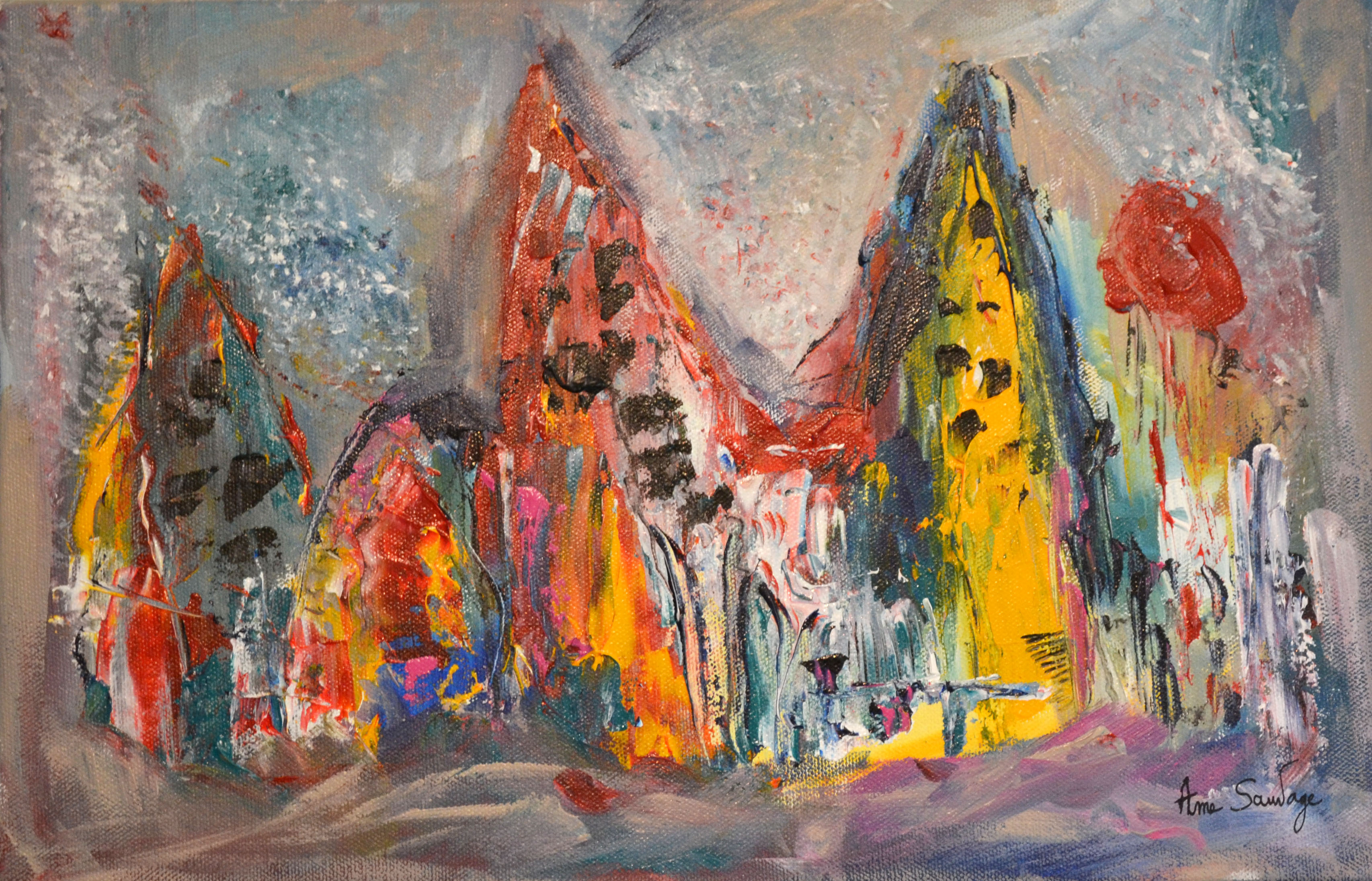 tableau contemporain  peinture  abstraite  multicolore de l 
